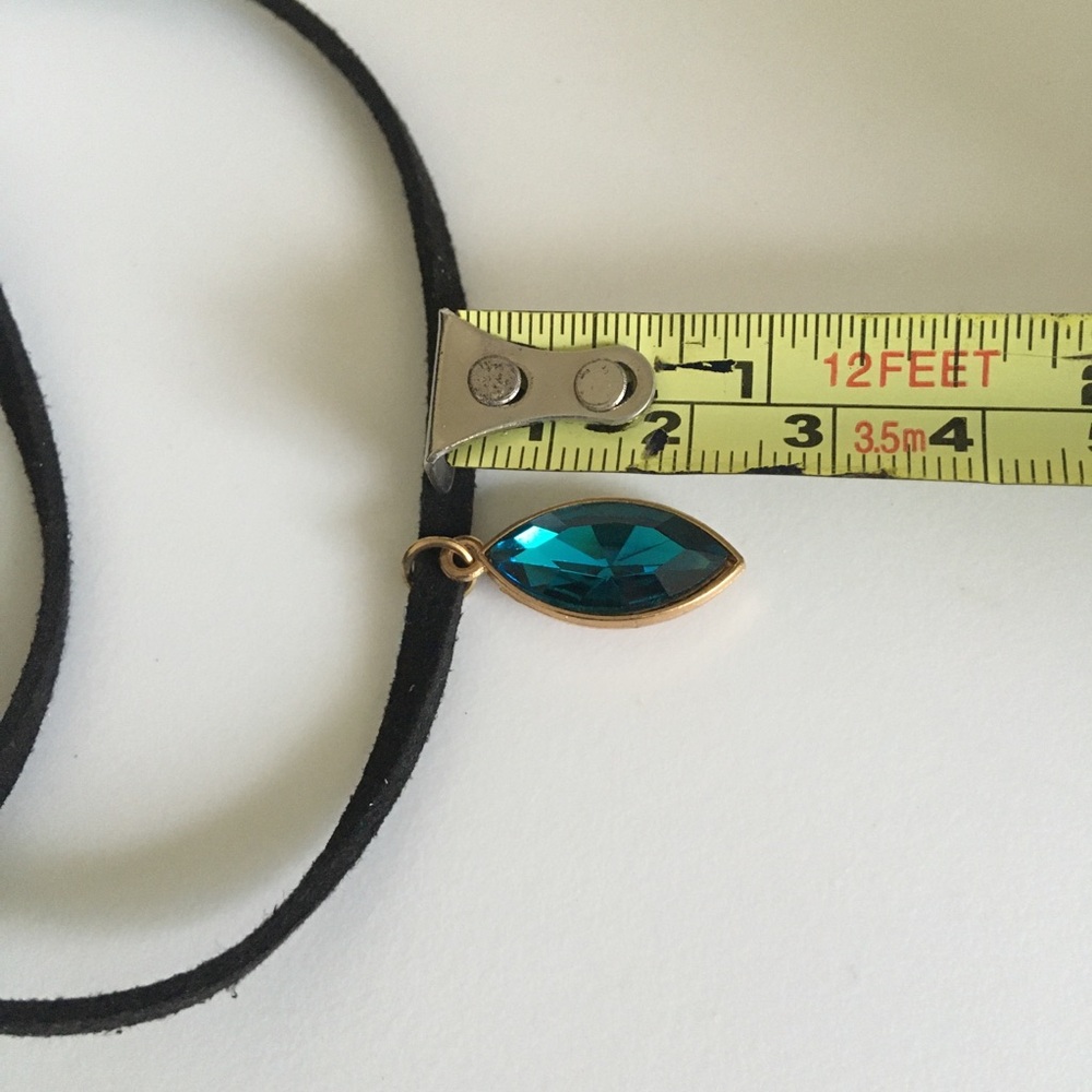 Blue Faux Stone Black Layered Choker Necklace Fashion Jewelry - Picture 8 of 9